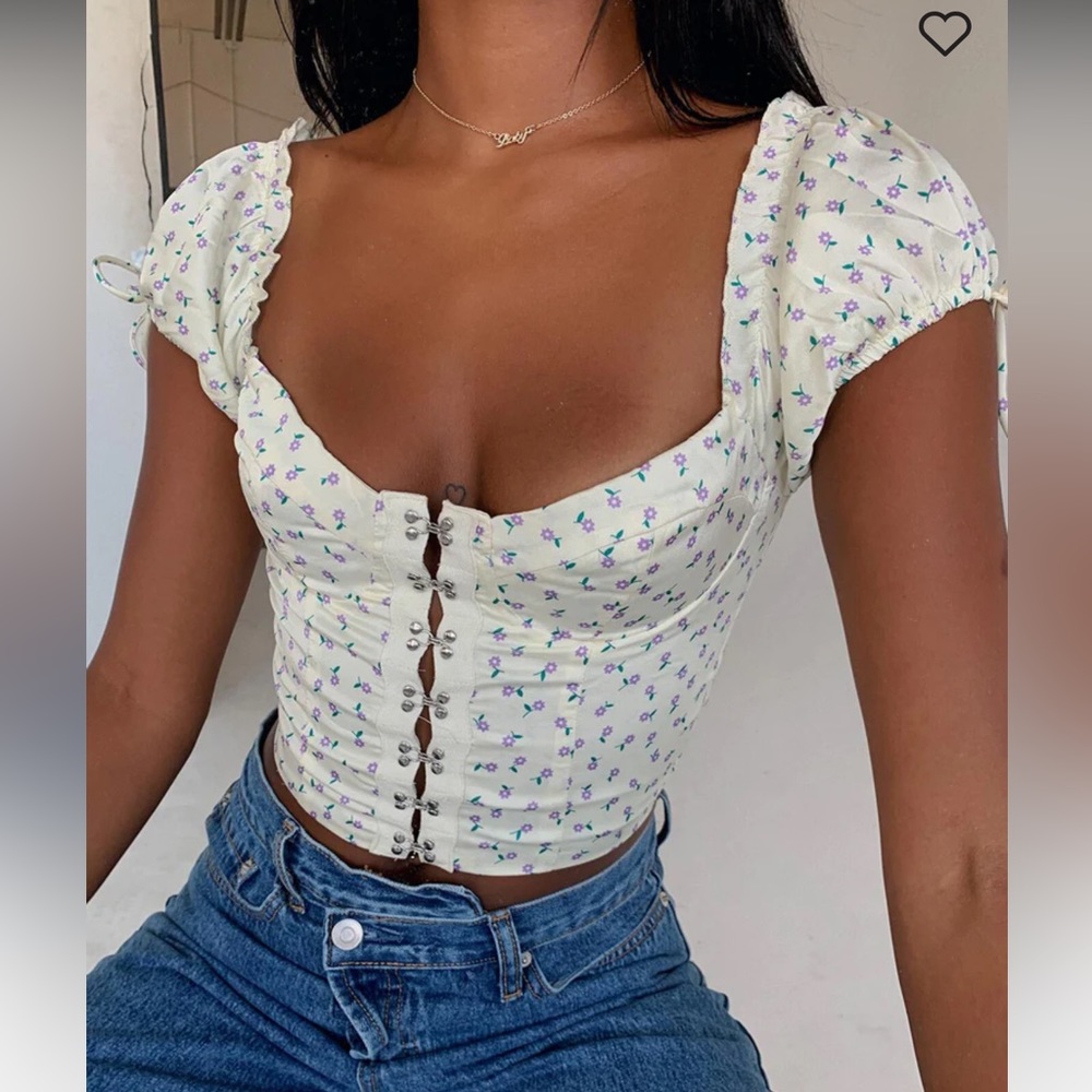 princess polly allyson top floral corset style crop top